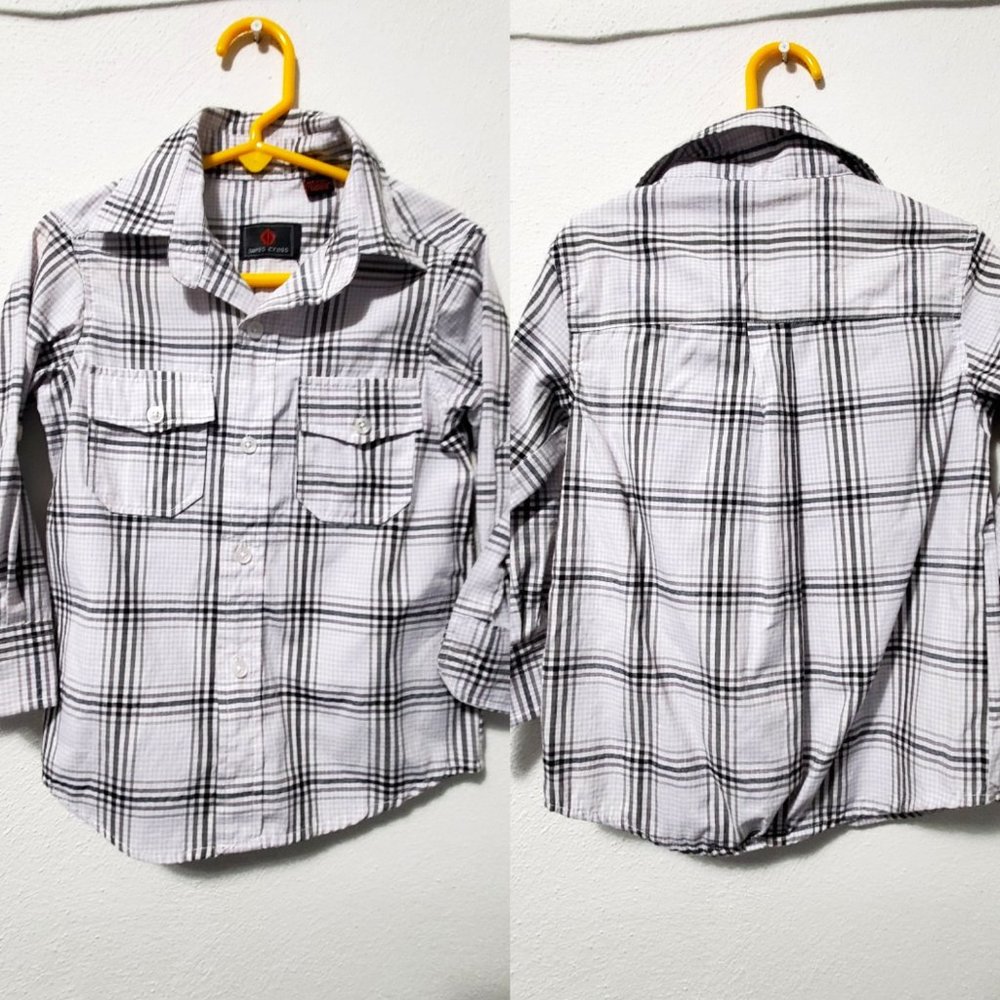 Swiss Cross Youth Boys Plaid Button Up